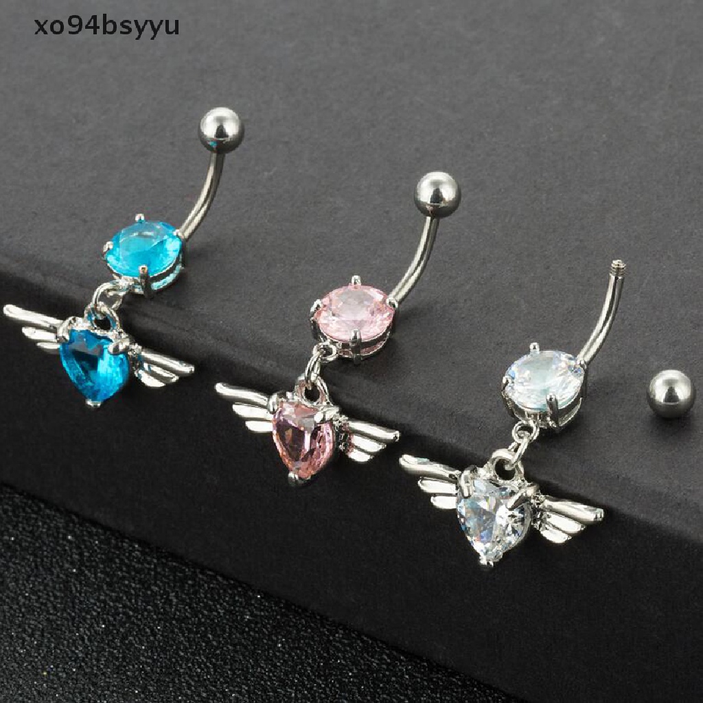 Khuyên Rốn Hình Trái Tim Đôi Cánh Đính Đá Pha Lê Thời Trang Xo94Bsyu 14G