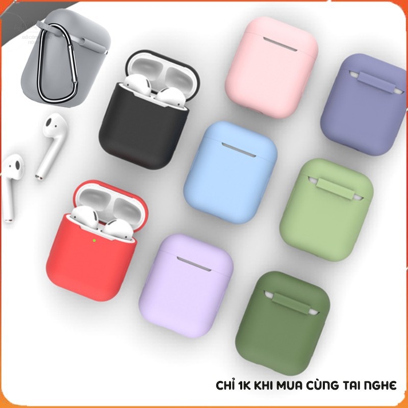 Case silicon Bảo Vệ Airpods kèm móc khóa siêu bền đẹp, màu random.