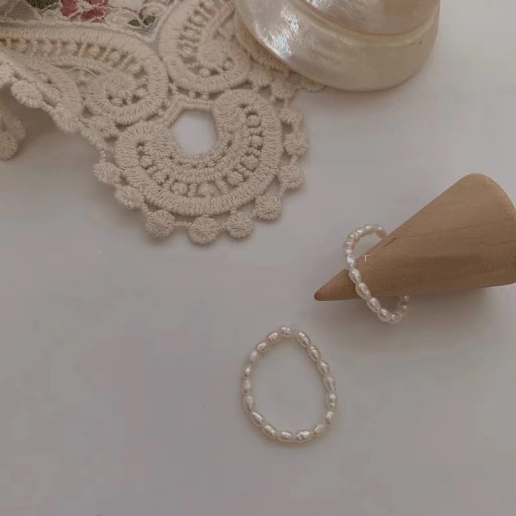 Nhẫn Đính Ngọc Trai Giả Phong Cách Hàn Quốc Cho Nữ