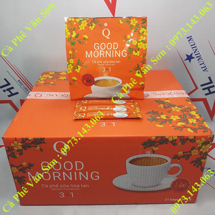 03 bịch cà phê sữa Good morning Trần Quang 480g (24 gói dài * 20g) mẫu xuân 2022 | BigBuy360 - bigbuy360.vn