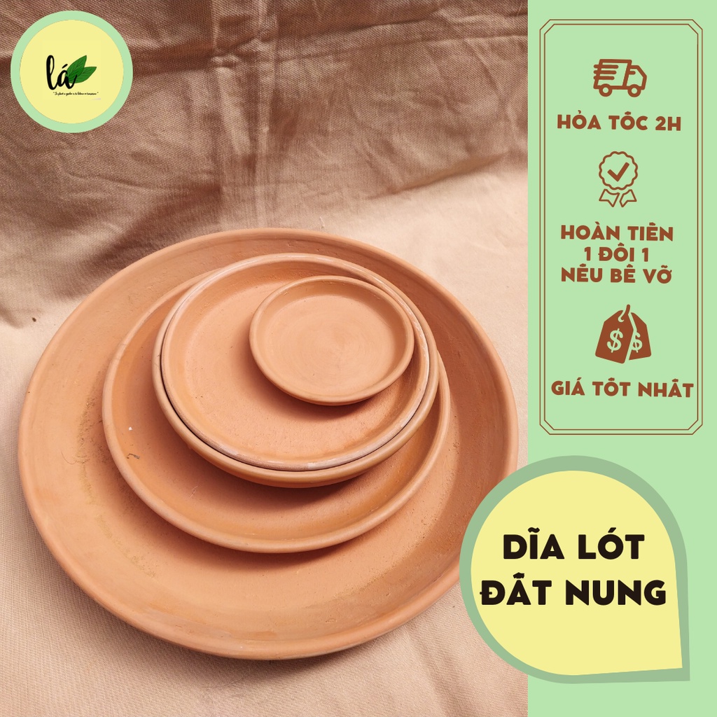 Dĩa lót chậu đất nung trồng cây đủ size 6 - 32cm