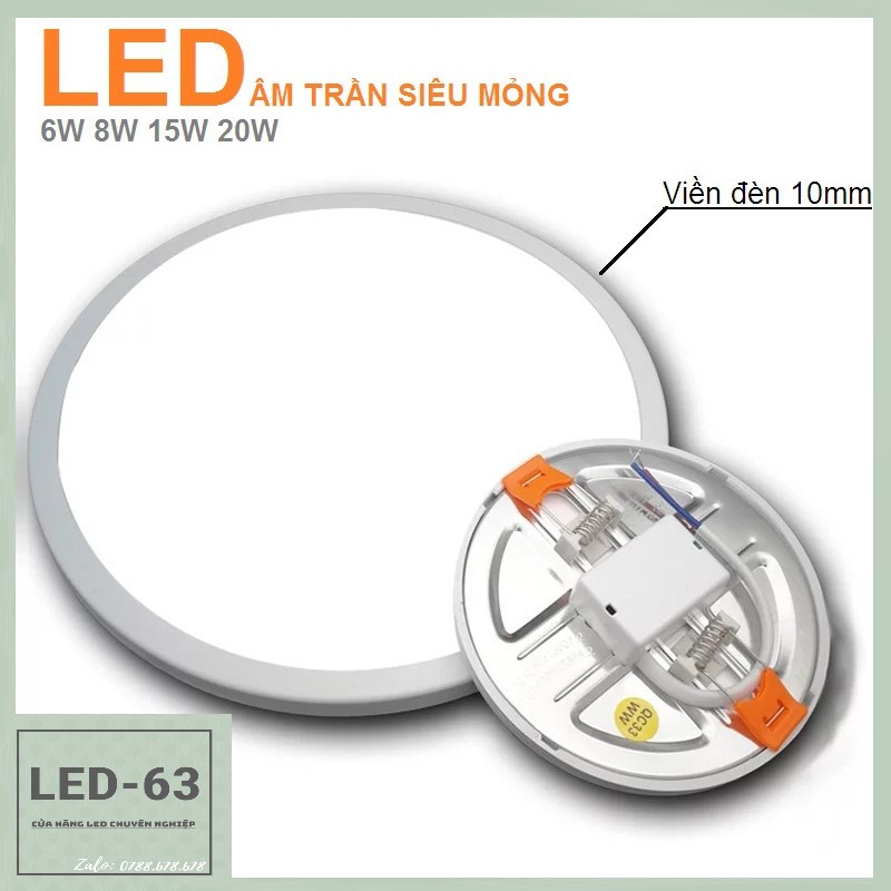 Đèn âm trần viền siêu mỏng 10mm - LED cao cấp siêu sáng - khoét lỗ đa năng dễ dàng thay thế các loại cũ