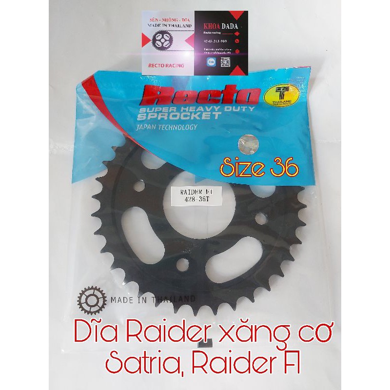 Dĩa Raider FI, Satria, Raider xăng cơ Recto, size 36, thái lan