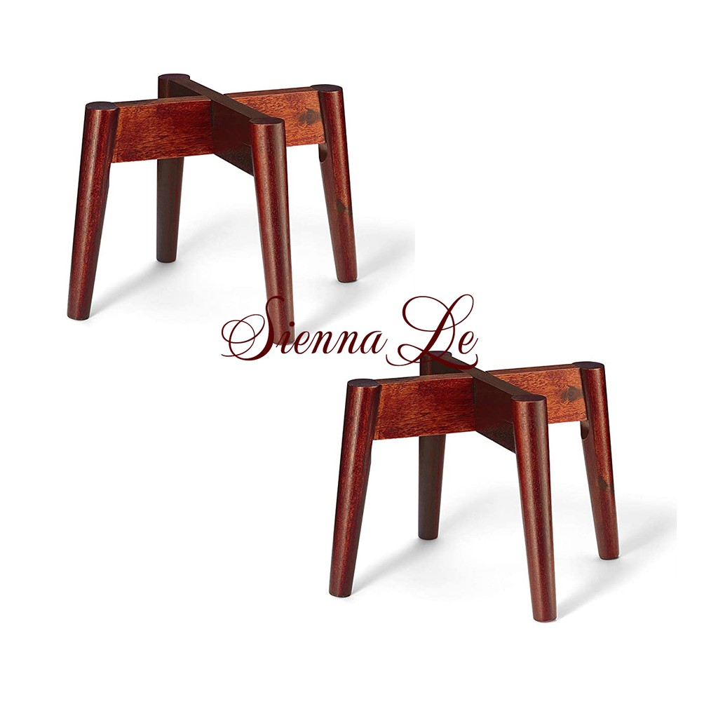 Sienna Le (Bộ 2) Đôn Gỗ Nhỏ, Giá Kệ Đế Đỡ Chậu Hoa - Phong cách Mid-Century - Cao 19 cm x Rộng 24,5 cm