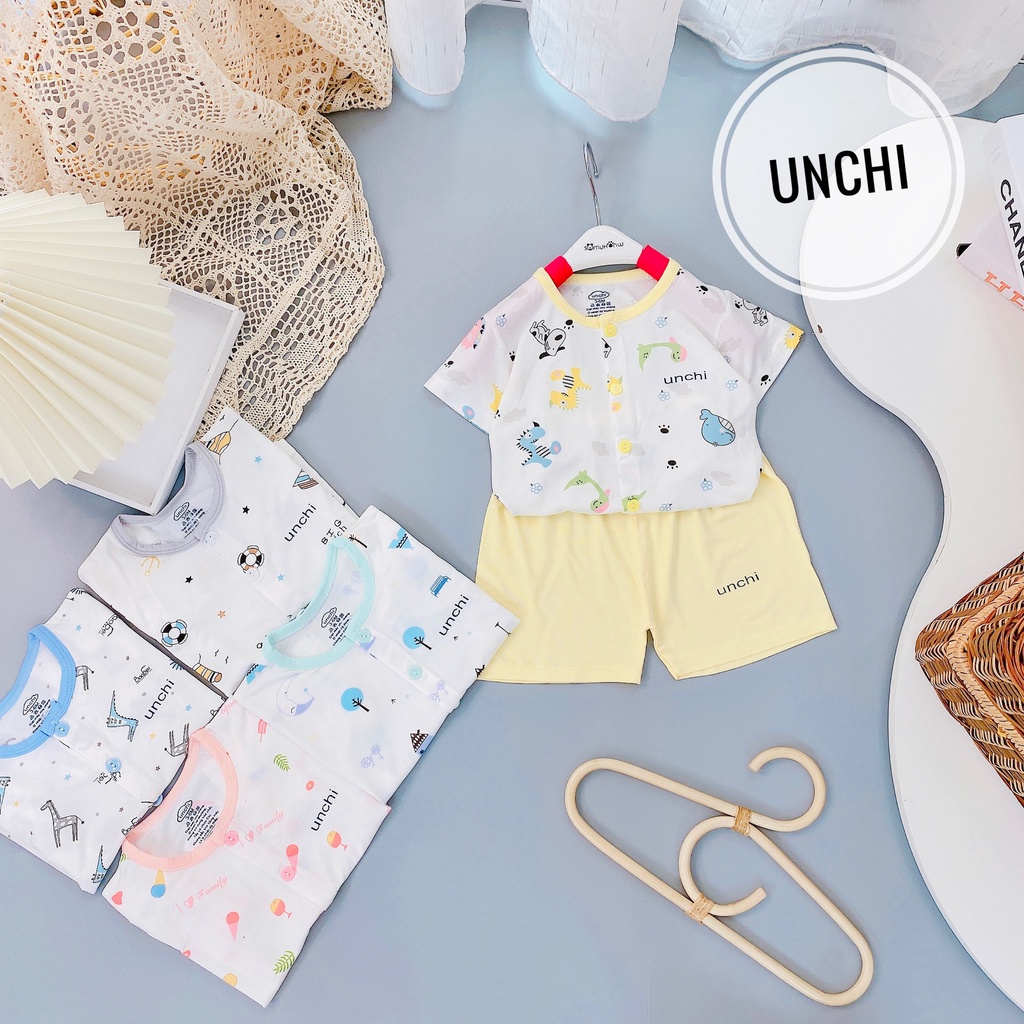 Bộ Cộc Tay Cúc Giữa Unchi peptit Hoạ Tiết Quần Màu Cho Bé Trai Bé Gái - Umee kids