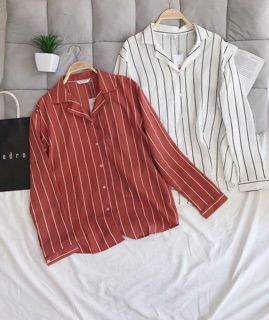 Áo sơ mi sọc cổ vest