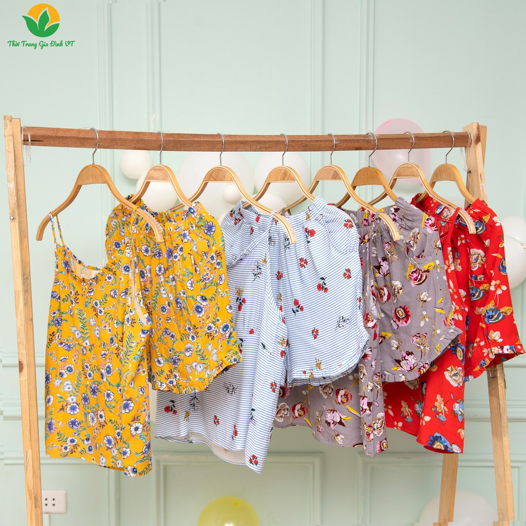 Bộ lanh mặc nhà nữ quần đùi hai dây họa tiết B01.2008 - Thời Trang Gia Đình VT | BigBuy360 - bigbuy360.vn