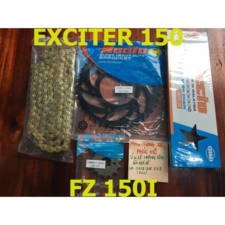 NSD Exciter150 FZ150i Size Nhông 14-15-16...Dĩa 40-41-42-43-44-45 Nhông Sên Dĩa Recto Sên Recto Vàng 9 Li Malay