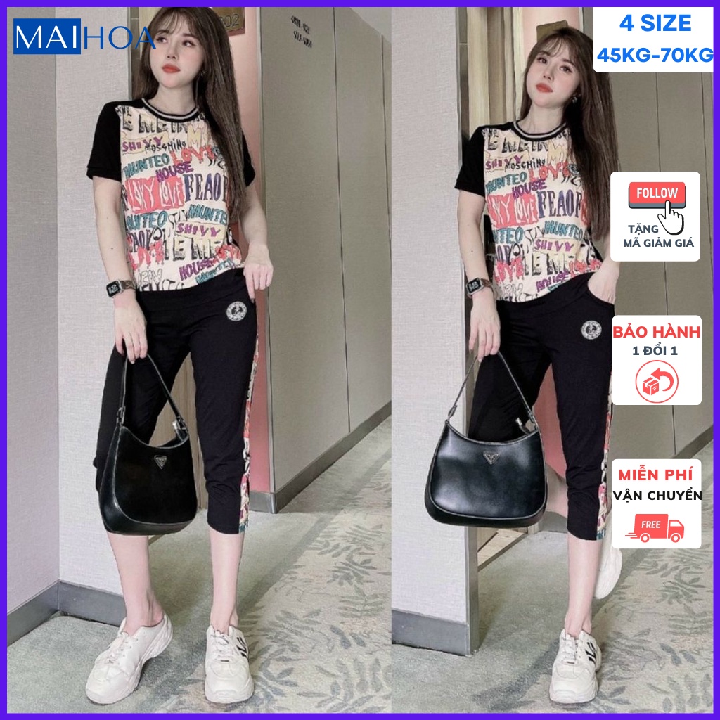 Đồ bộ nữ lửng cotton MIHOA set ngố đi chơi mặc nhà bigsize cộc tay co giãn 4 size thời trang hè thu kiểu đẹp M20