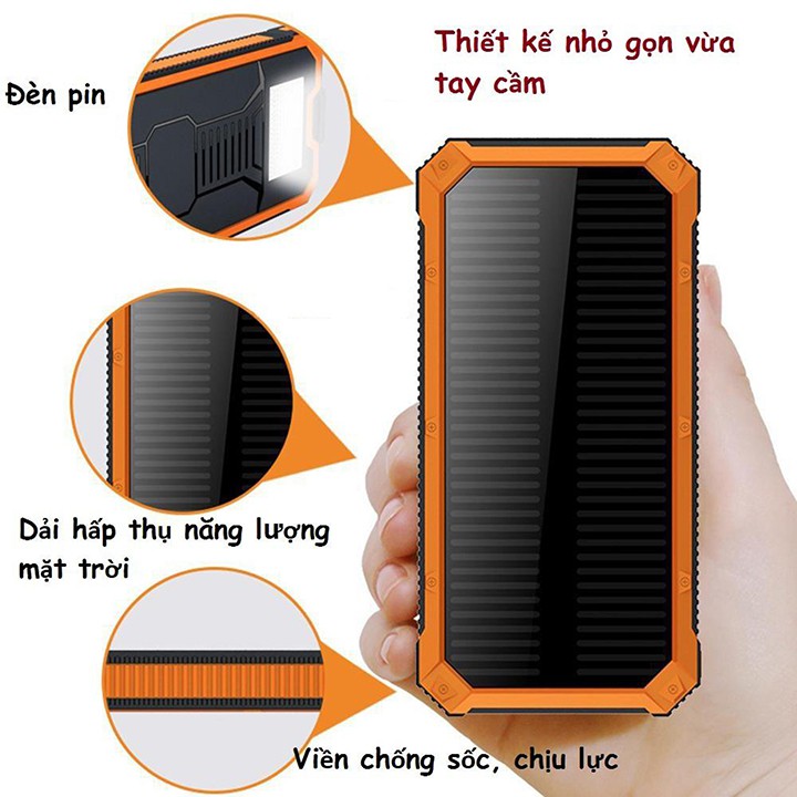 Pin sạc dự phòng năng lượng mặt trời đa năng 20000 mAh