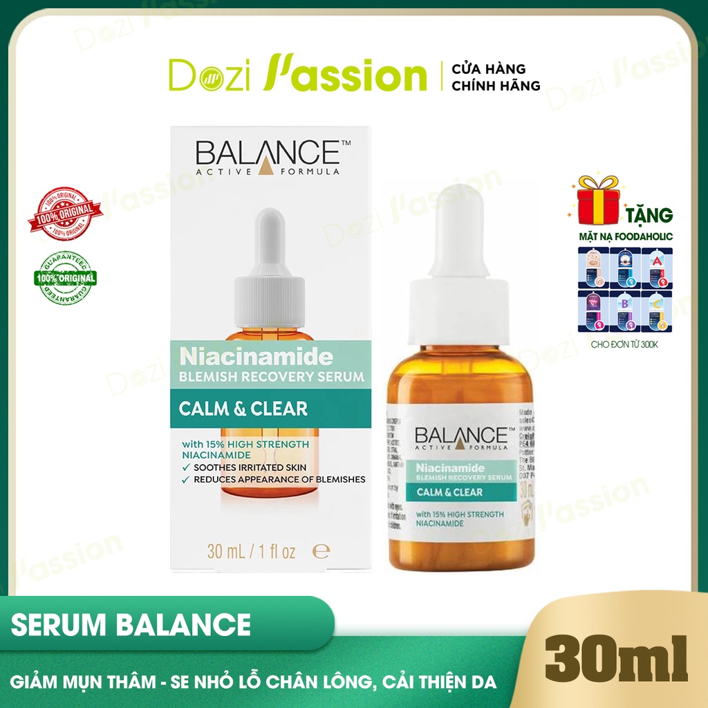 Tinh Chất Serum Balance Màu Xanh Lá, Ngừa Mụn, Mờ Thâm - Balance Active Formula Niacinamide 15% Blemish Recovery 30ml