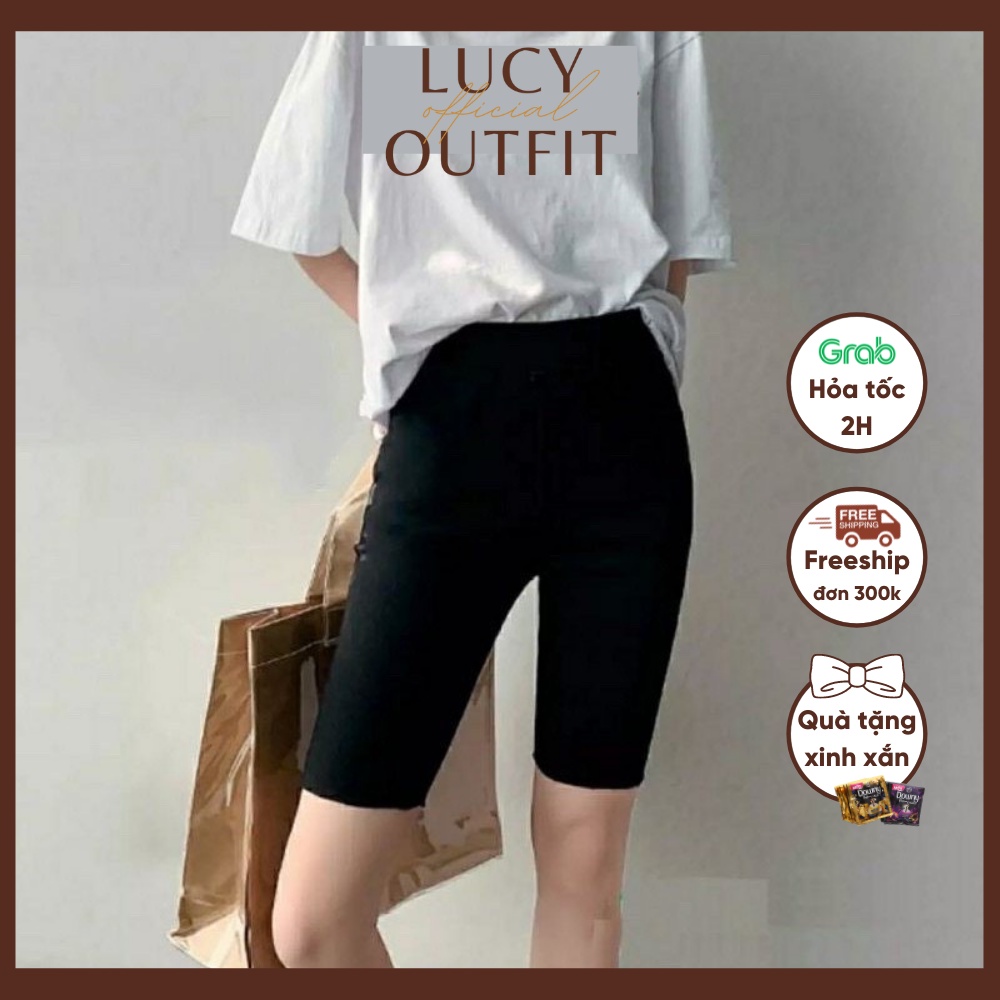 [Quà tặng là chun tóc nữ tính nhiều màu ngẫu nhiên] Quần legging lửng chất đanh co dãn đàn hồi tốt Lucy Outfit thiết kế