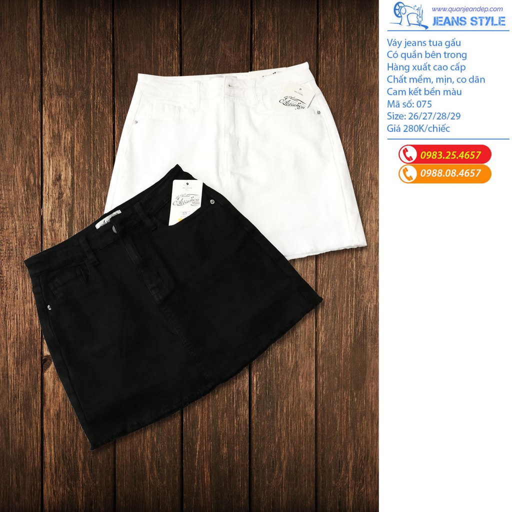✢Sooc Váy Jeans Tua Gấu Xuất Khẩu Chất Đẹp - 2 Màu Đen Trắng