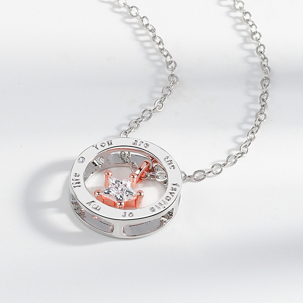 Vòng cổ Mặt Tròn Khắc Chữ Tiếng Anh Và Ngôi Sao Thời Trang Cho Cặp Đôi