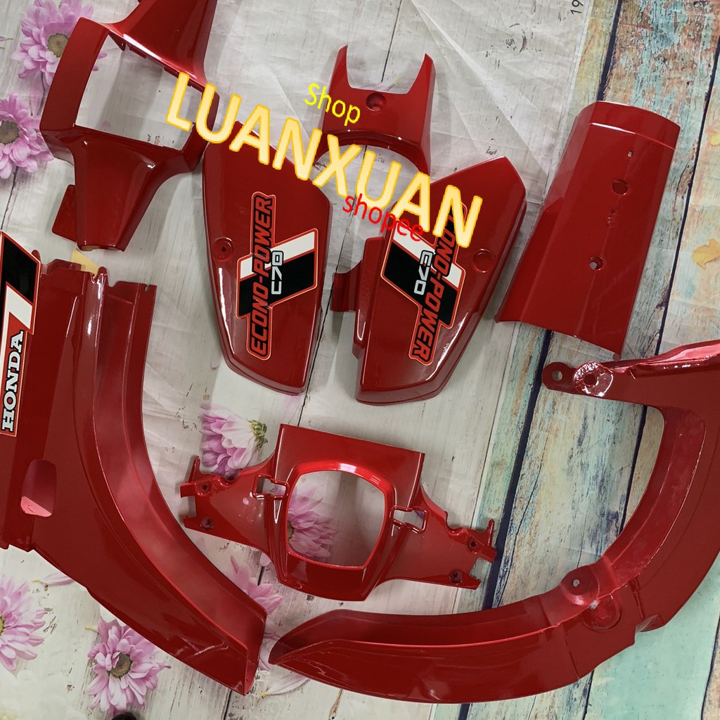 Dàn áo vỏ nhựa xe cub 82 -cub DD  MÀU ĐỎ -super cub đời cũ -nhựa ABS loại 1(TẶNG TEM )