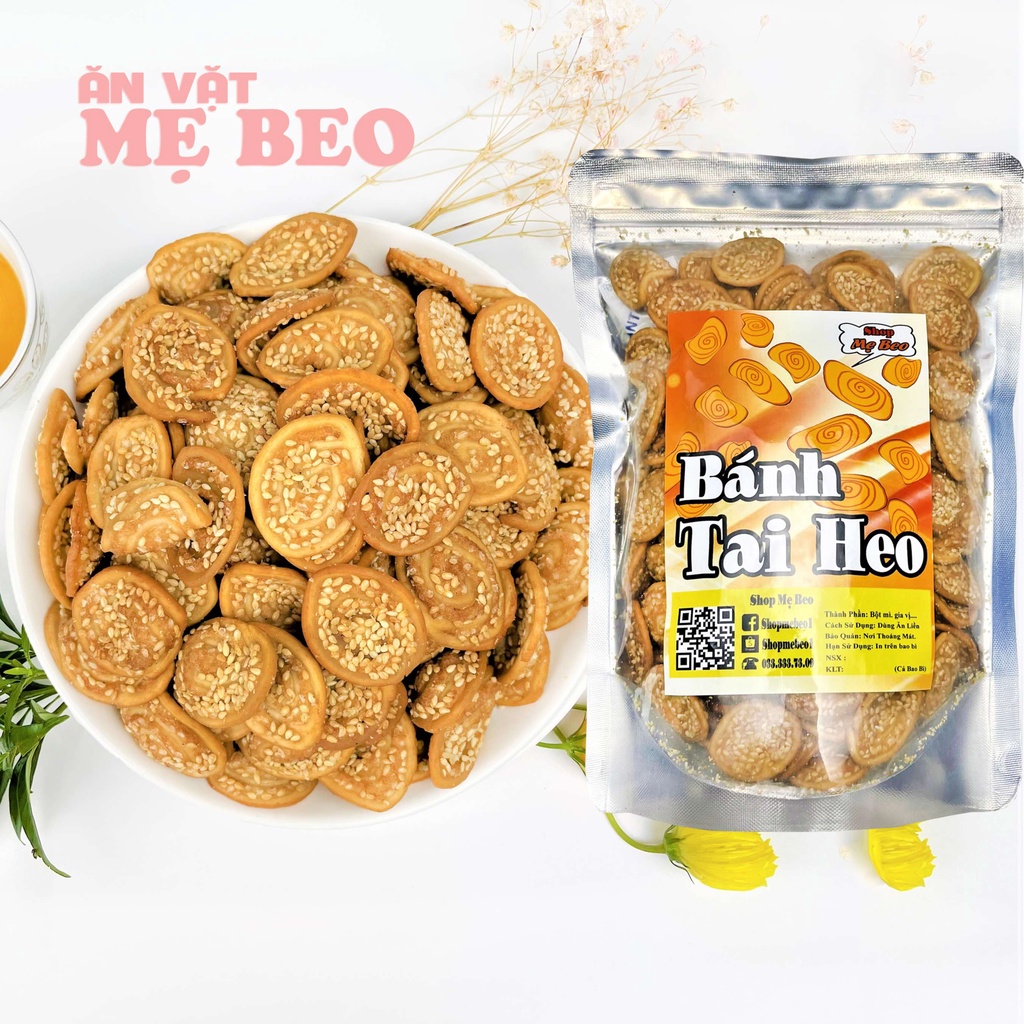 Bánh tai heo mè nhí 500gr Mẹ Beo đồ ăn vặt cực ngon