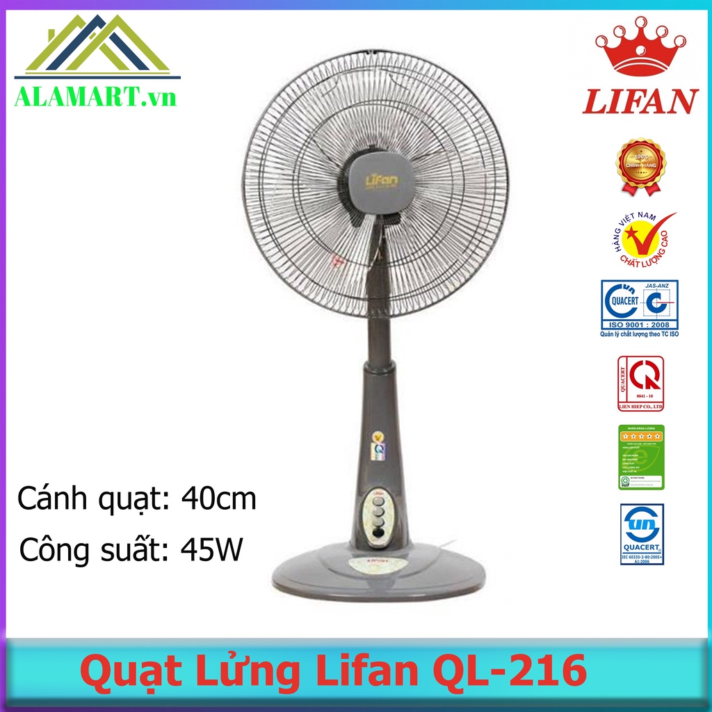 QUẠT LỬNG LIFAN QL-216 quạt lỡ thấp êm mát dùng phòng khách, phòng ngủ