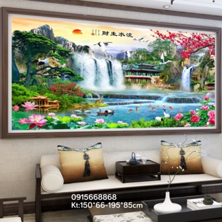 Tranh thêu Phong cảnh tuyệt đẹp kt 196-88cm