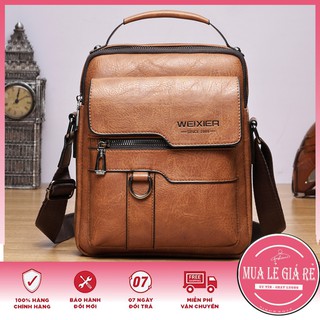 Túi Đeo Chéo Nam 💎FREE SHIP💎 Túi Xách Da Nam Cao Cấp Weixier 8642 Chống Nước, Có Nhiều Ngăn Nhỏ Tiện Lợi