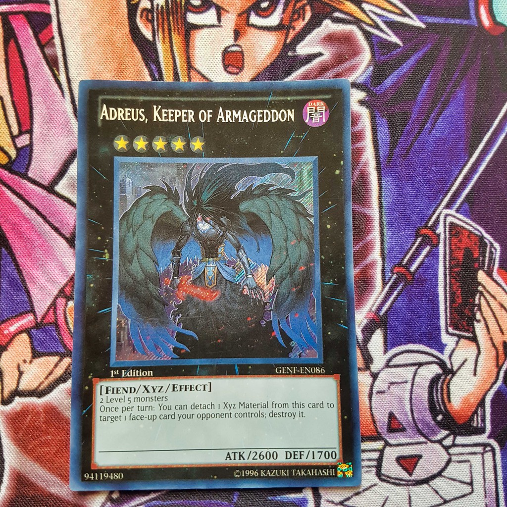 Thẻ bài Yugioh chính hãng | Adreus, Keeper of Armageddon | GENF Secret Rare.