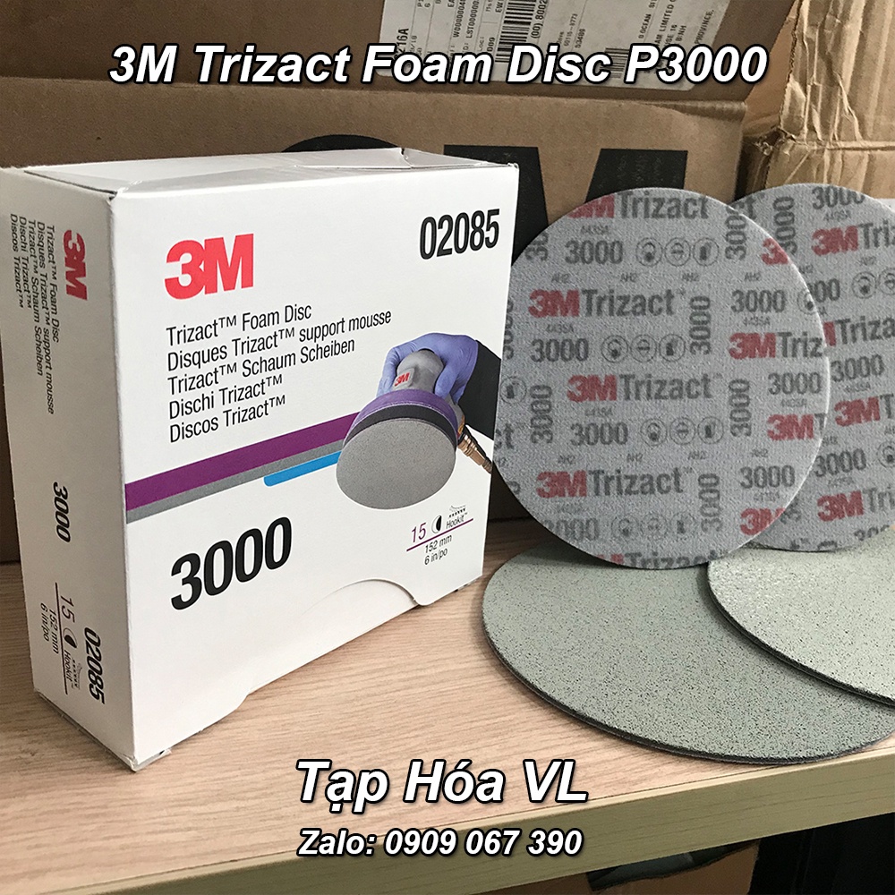 Giấy nhám đánh bóng siêu mịn 02085 - 3M Trizact Foam Disc P3000
