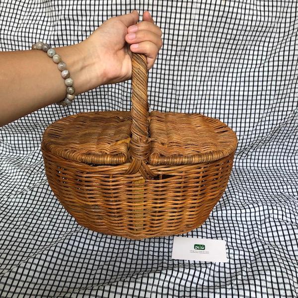 Giỏ Mây Picnic Có Nắp Đựng Đồ - Giỏ Mây Đi Du Lịch, Dã Ngoại để Chụp Ảnh/ Trang Trí