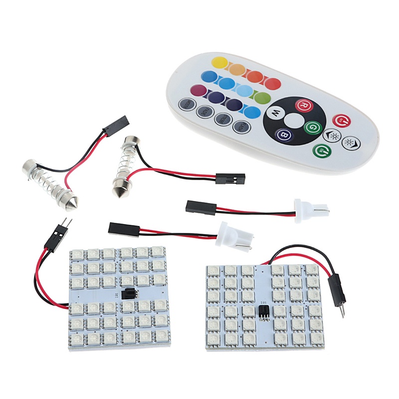 2 Đèn Led T10 36SMD RGB Kèm Điều Khiển Từ Xa Cho Xe Hơi