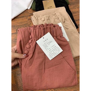 Quần baggy cúc bọc chất đũi mềm mát
