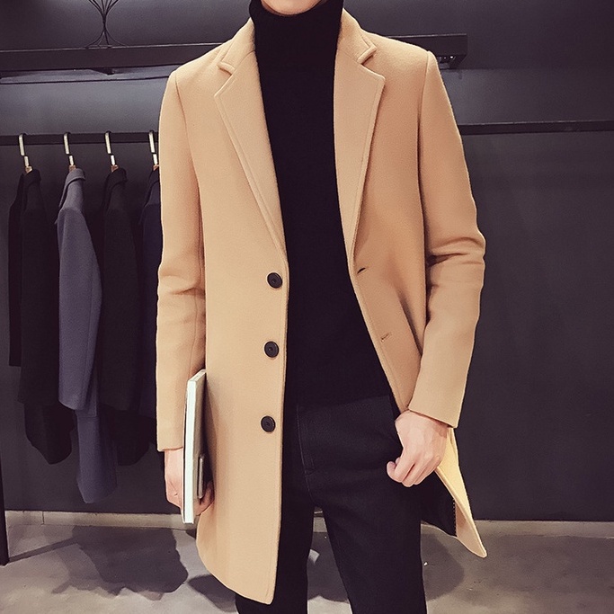 Áo Khoác Dạ - Mangto Nam, Áo Khoác Dạ Dáng Dài Trơn Đơn Giản & Lịch Lãm Hàn Quốc