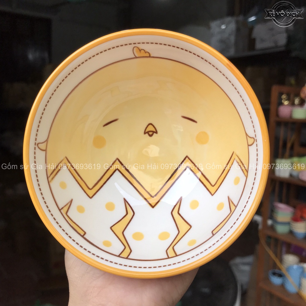 Set 9 món bát đĩa màu vàng gà con cực xinh