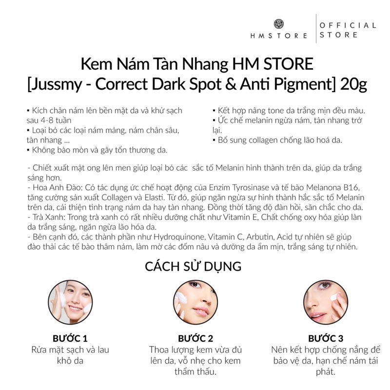 FACE NÁM TÀN NHANG TRẮNG DA HM STORE