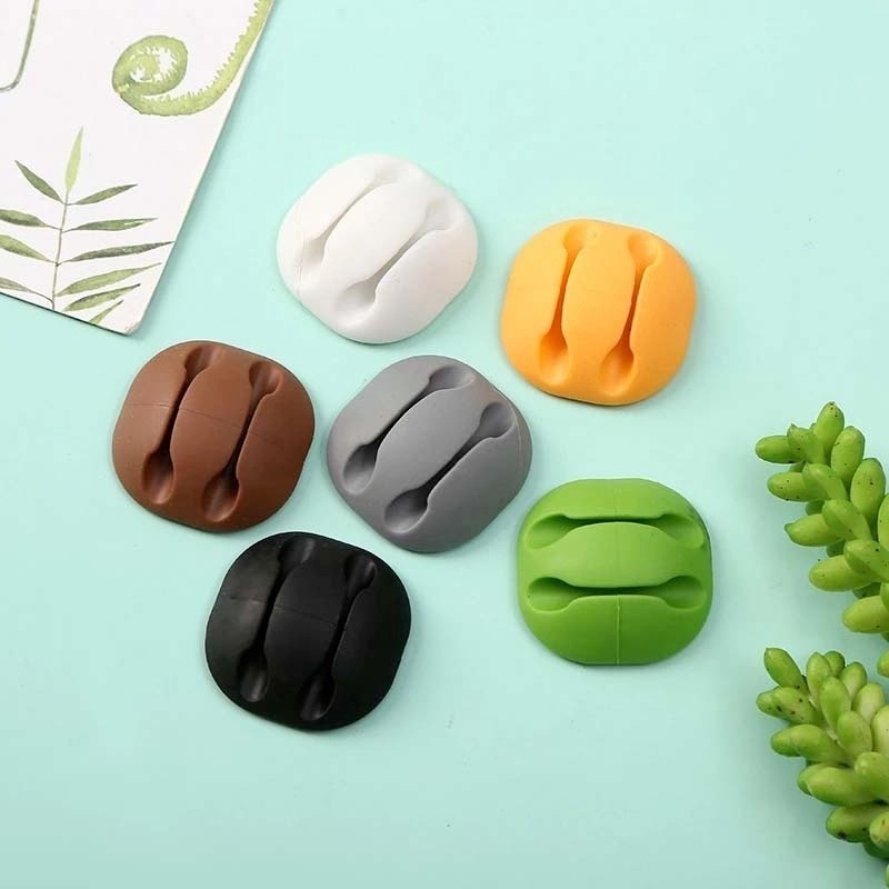 1 Kẹp Giữ Dây Cáp Bằng Silicon Tự Dính Chống Thấm Nước Màu Sắc Ngẫu Nhiên