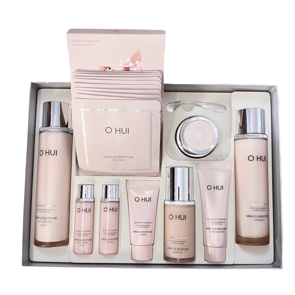 Bộ Dưỡng Da Trắng Hồng Căng Bóng Rạng Ngời Ohui Miracle Moisture Special Set 10sp