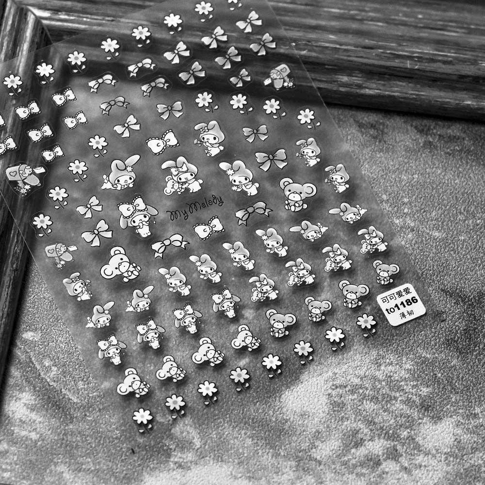 Miếng Dán Trang Trí Móng Tay Hình Mèo Melody 3D Thời Trang
