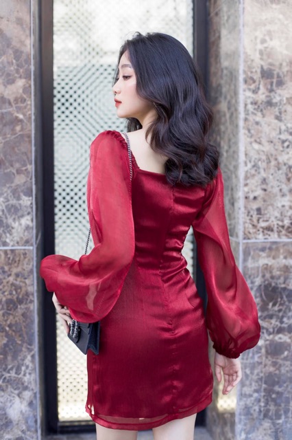 Đầm Jolies Tay voan 3 màu ĐỎ/ĐEN/TRẮNG