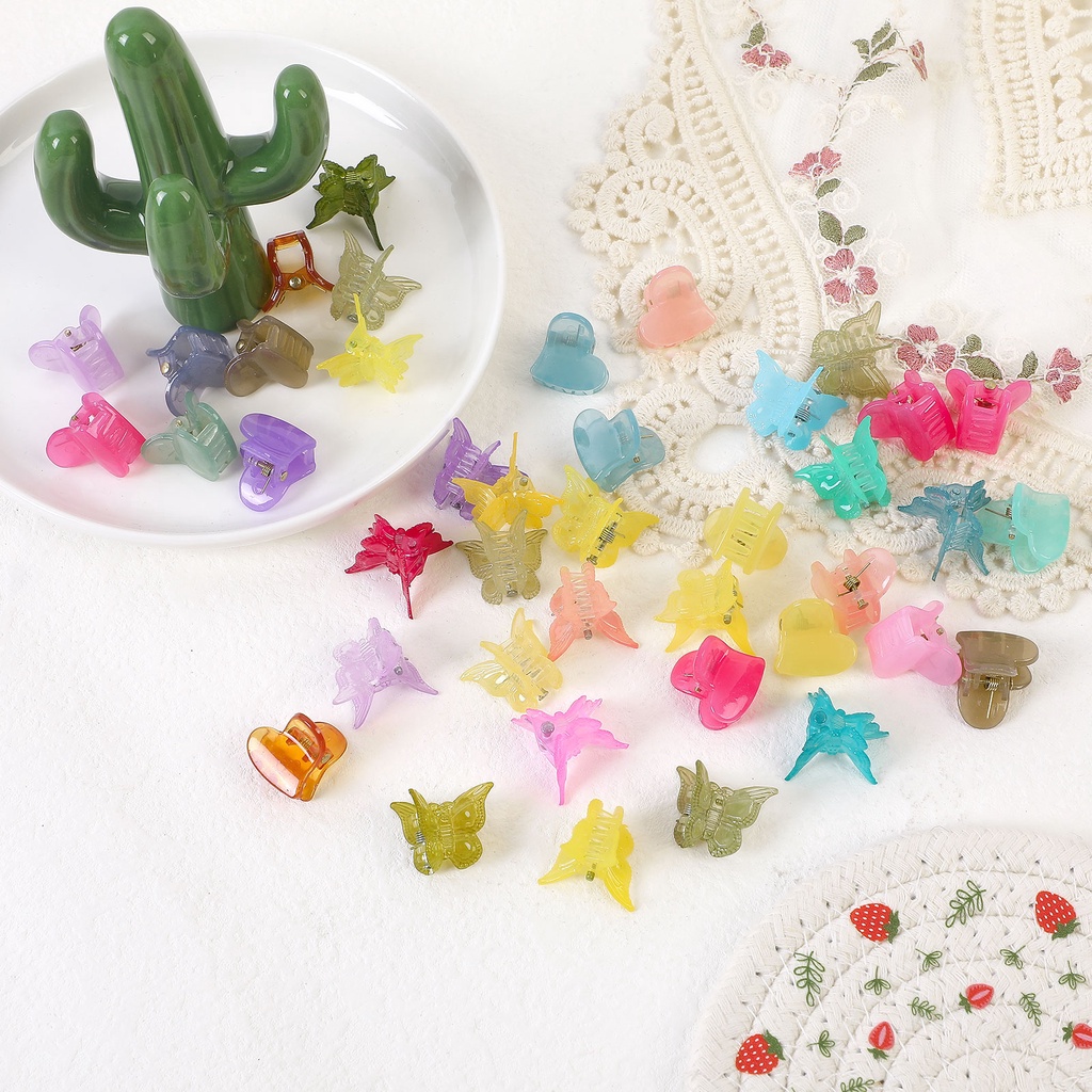 Set 20 Kẹp Tóc Hình Hoa / Bướm Nhiều Màu Sắc Phong Cách Hàn Quốc