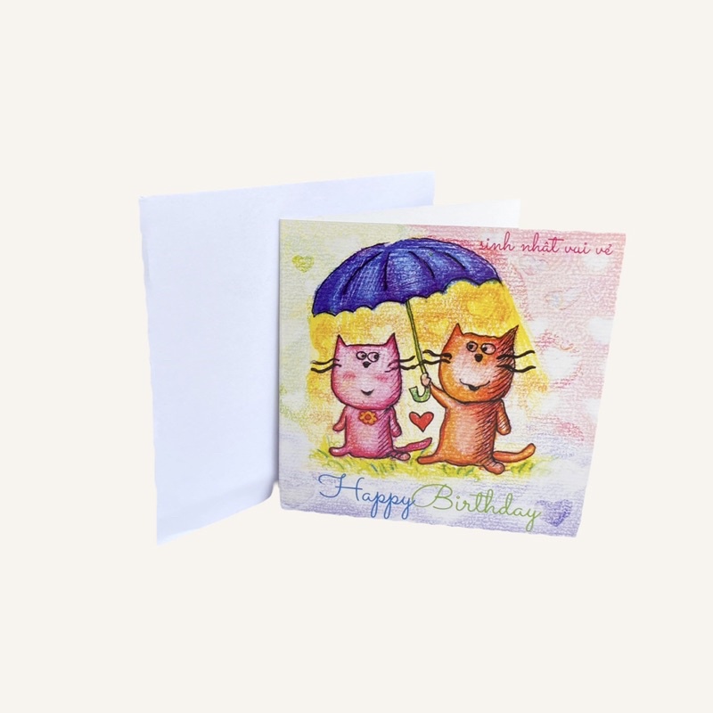 Thiệp chúc mừng sinh nhật có kèm bao thư (Kích thước: 8.5cm*8.5cm)