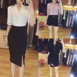 Áo sơ mi voan viền 