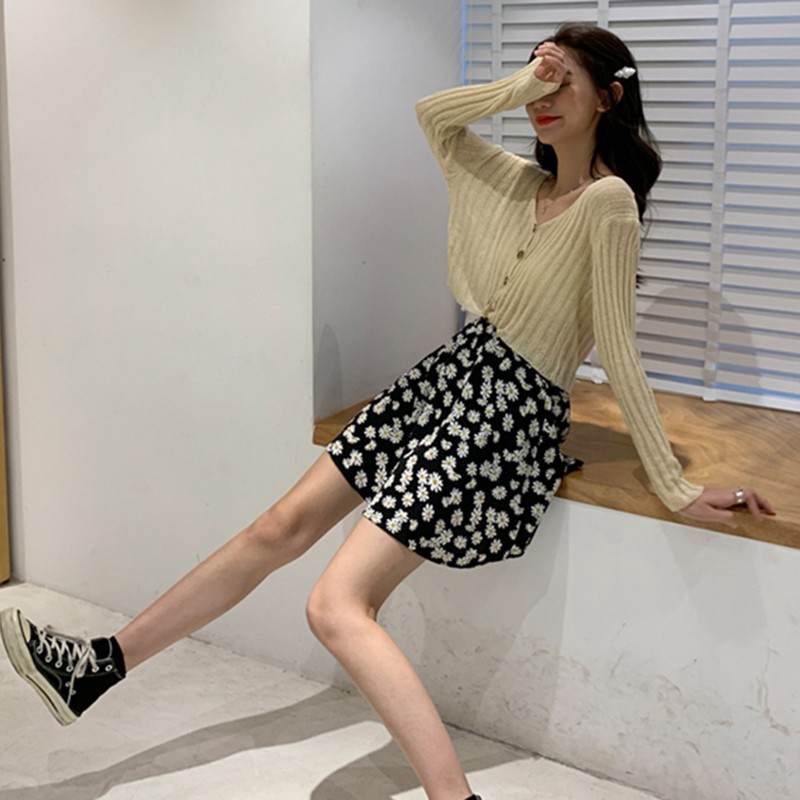 Chân Váy Lưng Cao In Hoa Cúc Xinh Xắn Phong Cách Hàn Quốc Cho Nữ | BigBuy360 - bigbuy360.vn