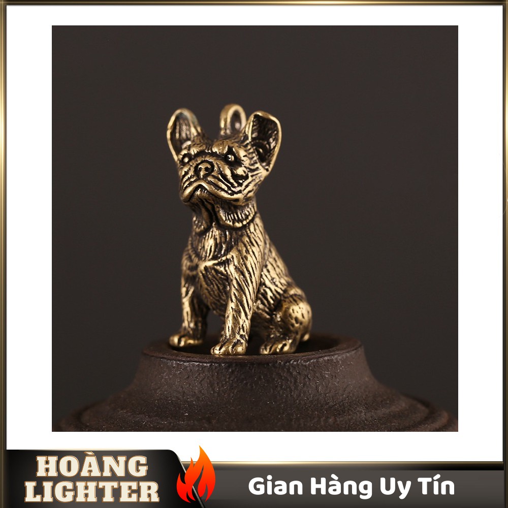Tượng Đồng Phong Thủy Hình Chó Mặt Xệ, Trang Trí Đem Lại May Mắn, Móc Khóa Mặt Dây Chuyền (Kích Thước: 3.3cm x 1.4cm)