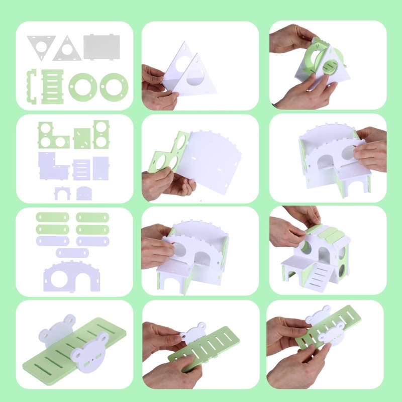 Đồ Chơi, nhà ngủ gỗ cho Hamster, thú cảnh nhỏ (có lắp sẵn)