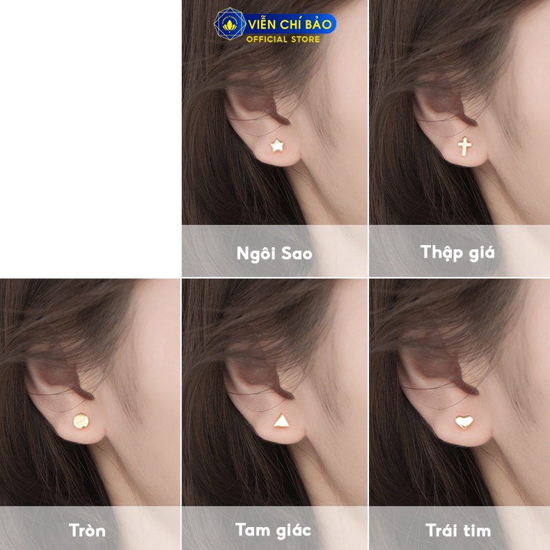 Bông tai bạc nữ trơn nhiều hình chất liệu bạc 925 thời trang phụ kiện trang sức nữ thương hiệu Viễn Chí Bảo B400567