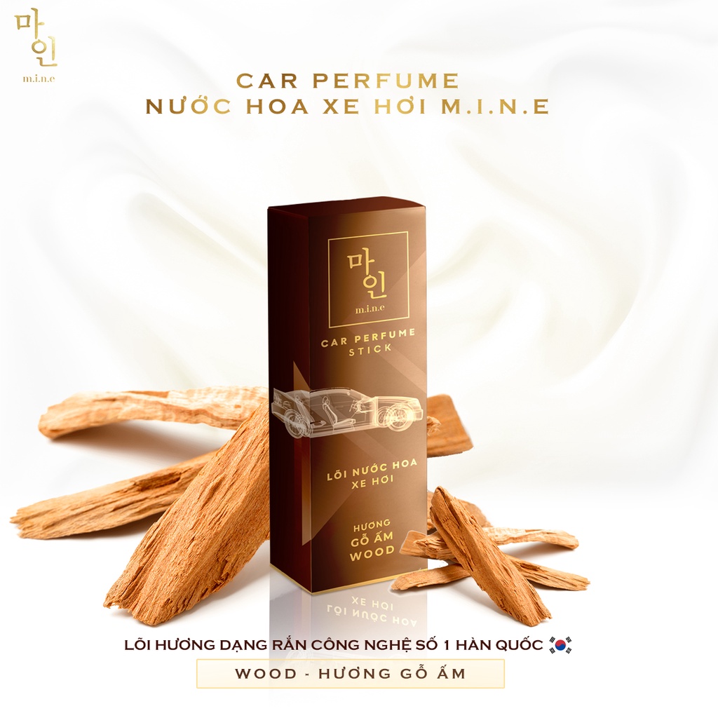Lõi nước hoa xe hơi cao cấp Mine Hàn Quốc, Hương Thảo mộc, hương trái cây, hương gỗ ấm, giúp tỉnh táo chống say xe