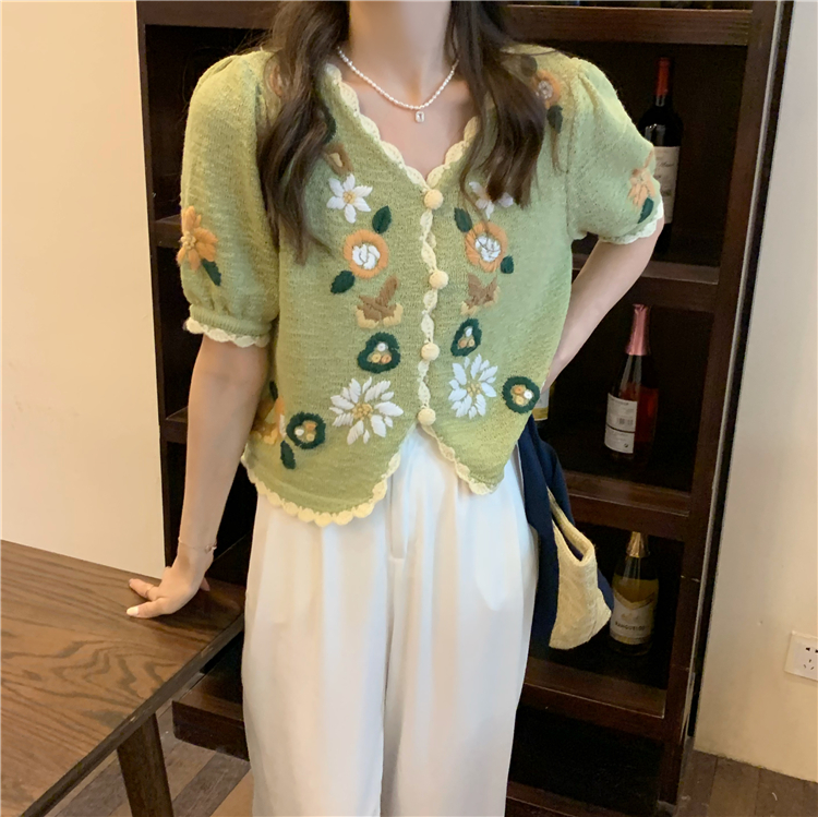 Áo Dệt Kim Tay Ngắn Cổ Chữ V Thời Trang Cho Nữ | BigBuy360 - bigbuy360.vn