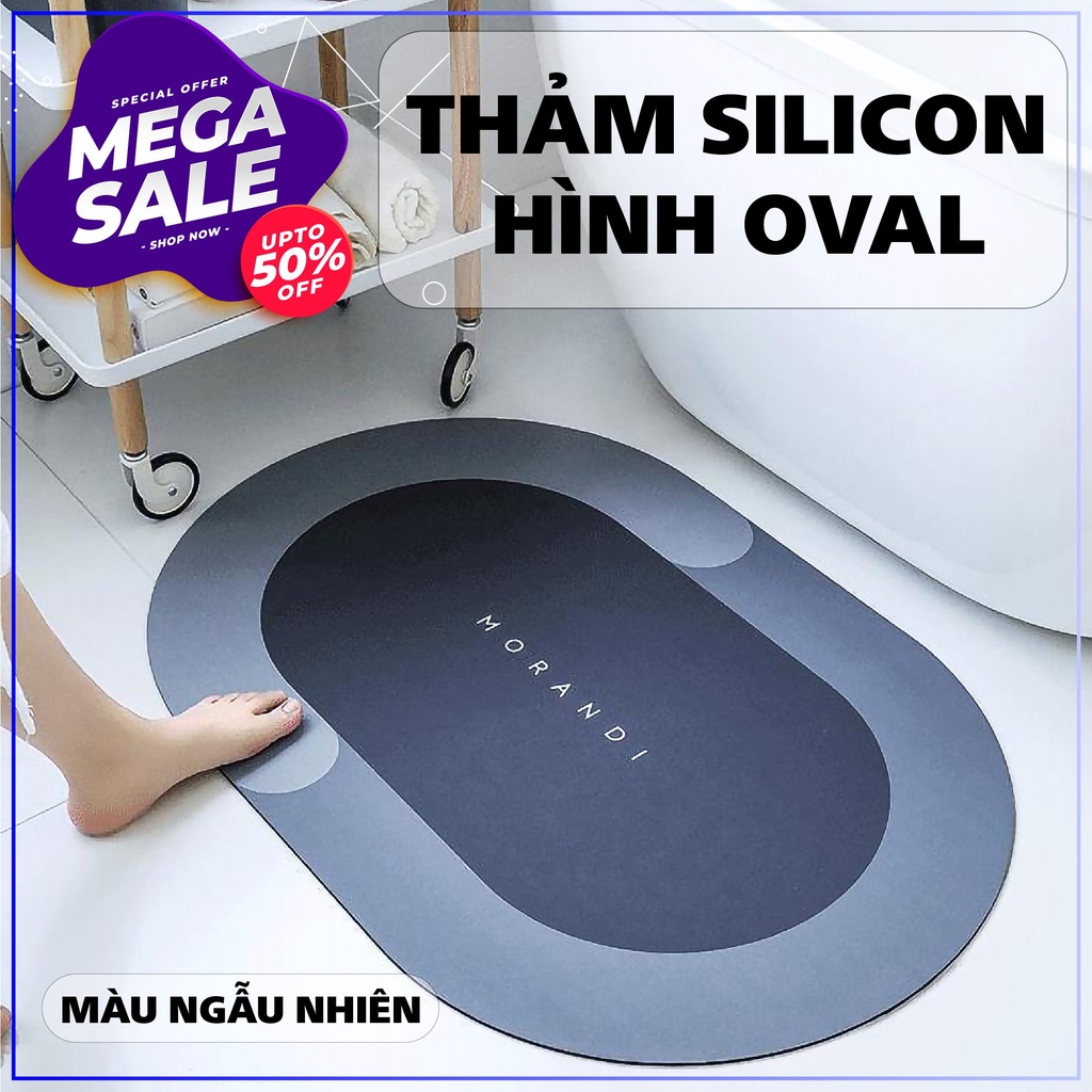 Thảm lau chân cao cấp silicon siêu thấm nước , Thảm chùi chân chống trơn trượt cao cấp BBQMART68