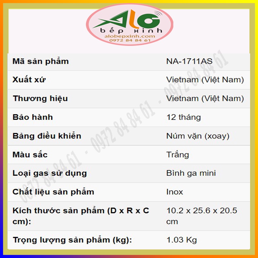 Bếp ga mini Namilux PL1711AS - Chống cháy nổ - đặc biệt cực kỳ nhỏ gọn - BH chính hãng 6 tháng - ALo Bếp xinh
