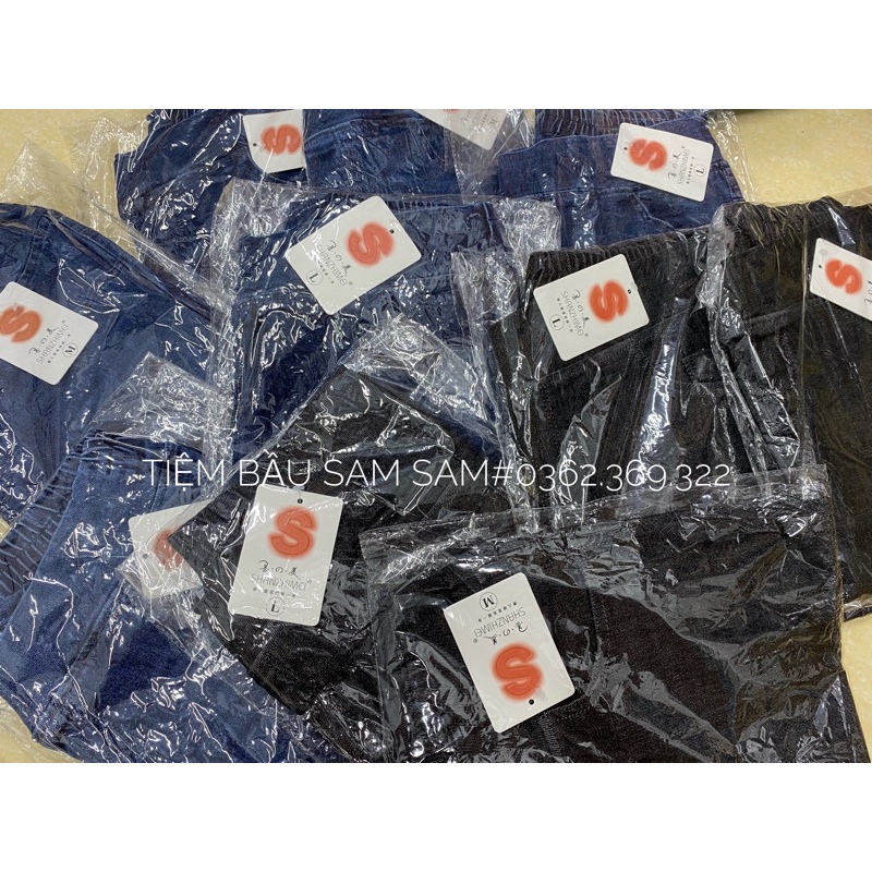 QUẦN JEANS BÒ BẦU DÀI CẠP CHÉO CO GIÃN MỀM MẠI