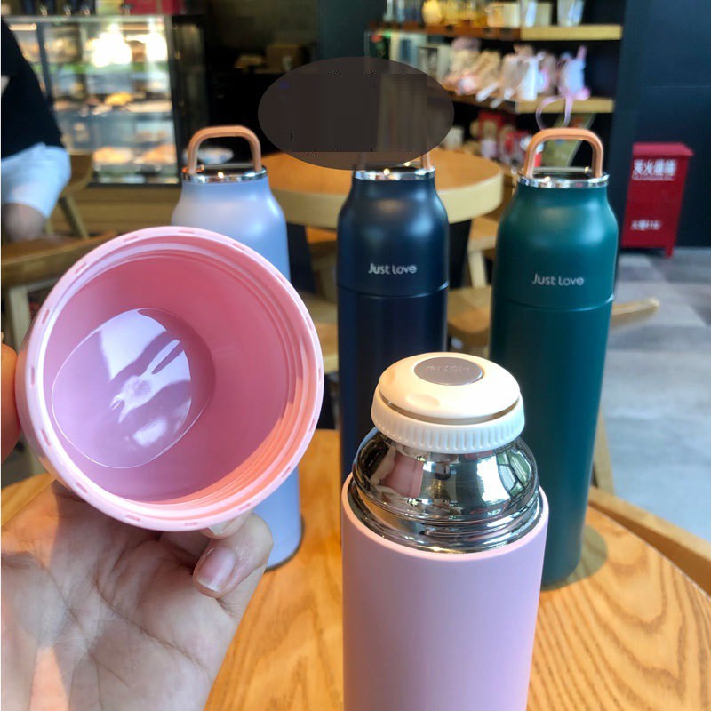 Bình giữ nhiệt Just Love dạng phích có nắp làm cốc uống nước 500ml