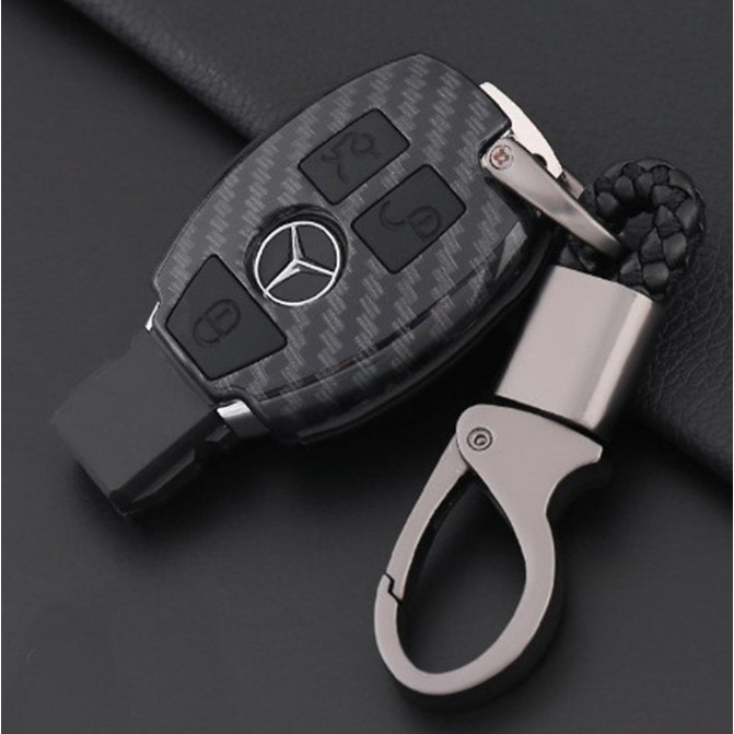 Bao da chìa khóa, Ốp chìa khóa carbon cho xe ô tô Mercedes C200 C300 E200 E300 GLC200 GLC300 GLC250