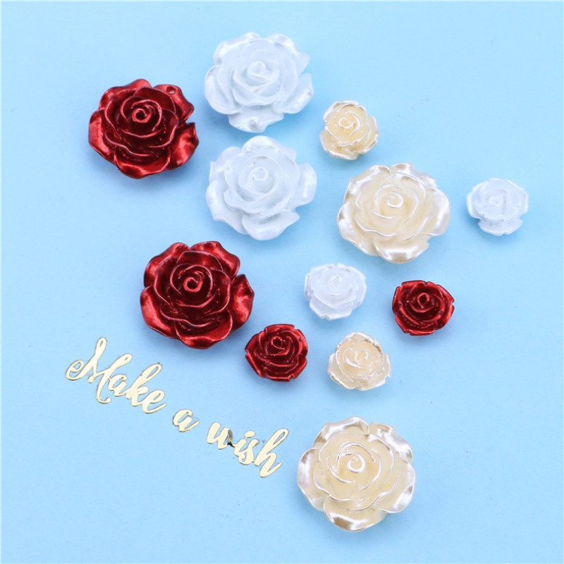 [Còn Hàng] Set 10 Phụ Kiện Trang Trí Ốp Điện Thoại Dạng Xịt Sơn Hình Hoa Ngọc Trai Resin Thủ Công Diy [Giao Hàng Nhanh]